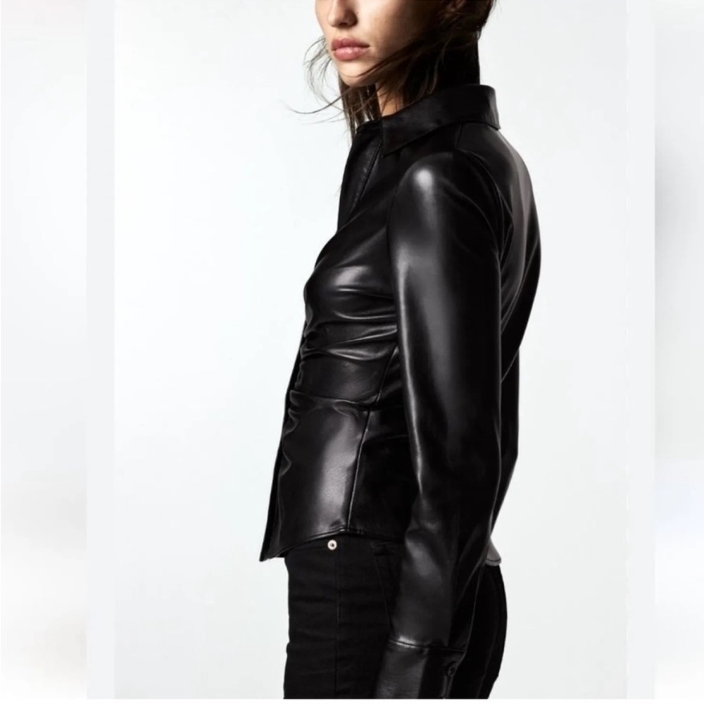 Faux leather shirt xl